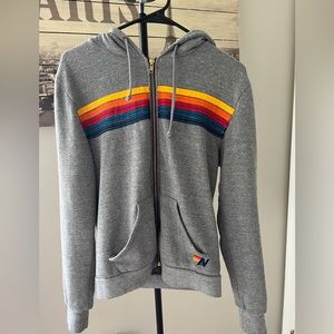 Aviator Nation 5 STRIPE HOODIE - HEATHER GREY